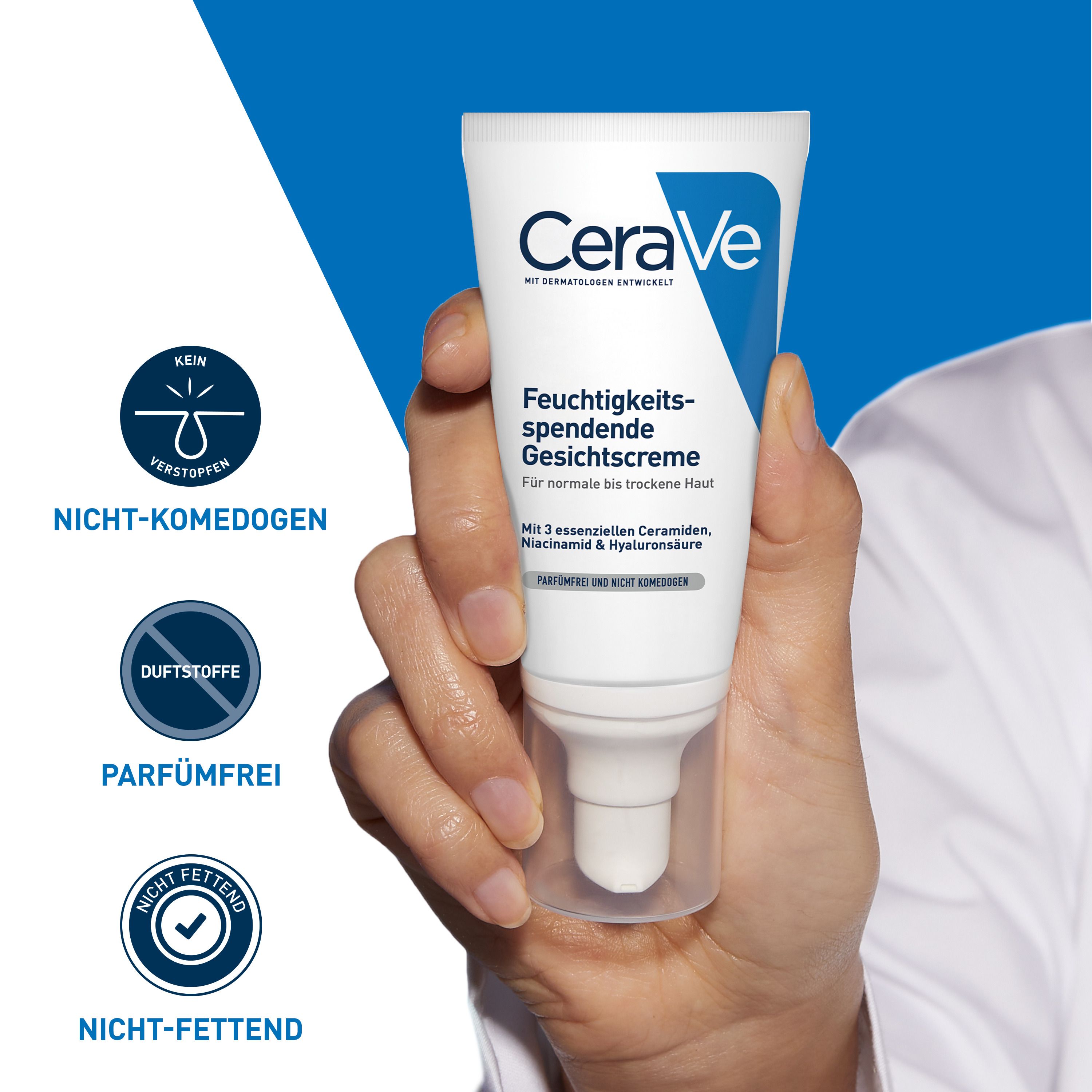 CeraVe Feuchtigkeitsspendende Nachtscreme: hydratisierende Gesichtspflege mit Hyaluron, Niacinamid und Ceramiden für normale bis trockene Haut - Jetzt 20% sparen mit Code "20cerave"*