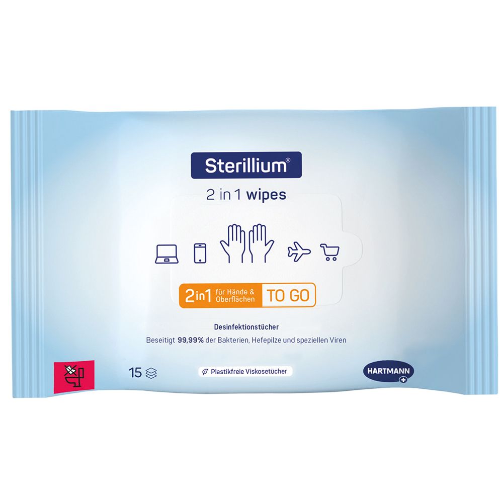 Sterillium 2 in1 Desinfektionstücher, praktische 2in1 Desinfektionstücher zur Hände- und Flächendesinfektion